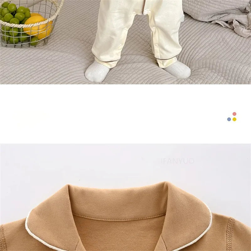 Pyjama en coton doux et respirant pour bébé, vêtements de nuit pour enfants, garçons et filles, printemps-automne