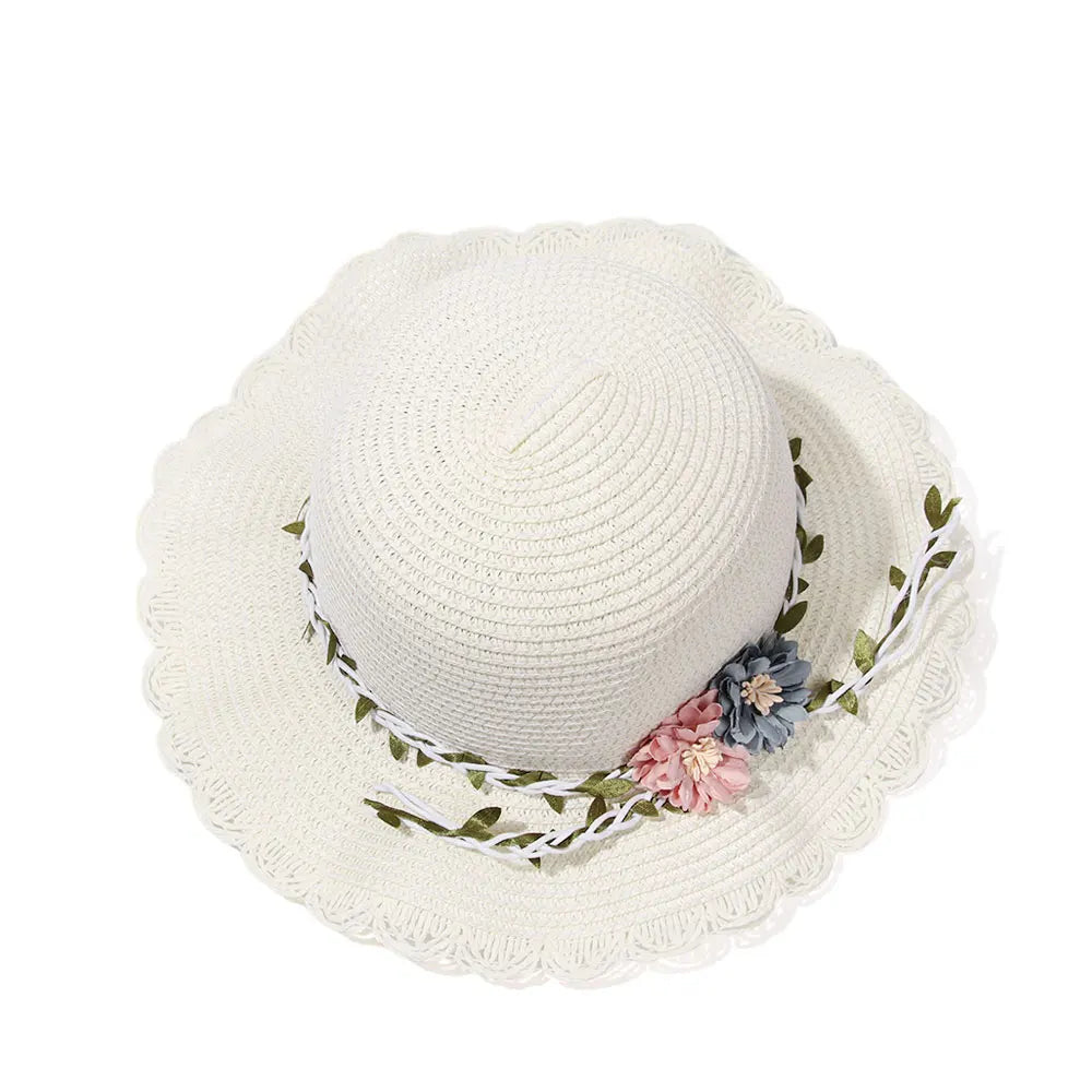 New Summer Kids Flower Caps Bag Girl Sandy Beach Hat Baby Coin Cute Weave Straw Purse Children's Messenger Backpack