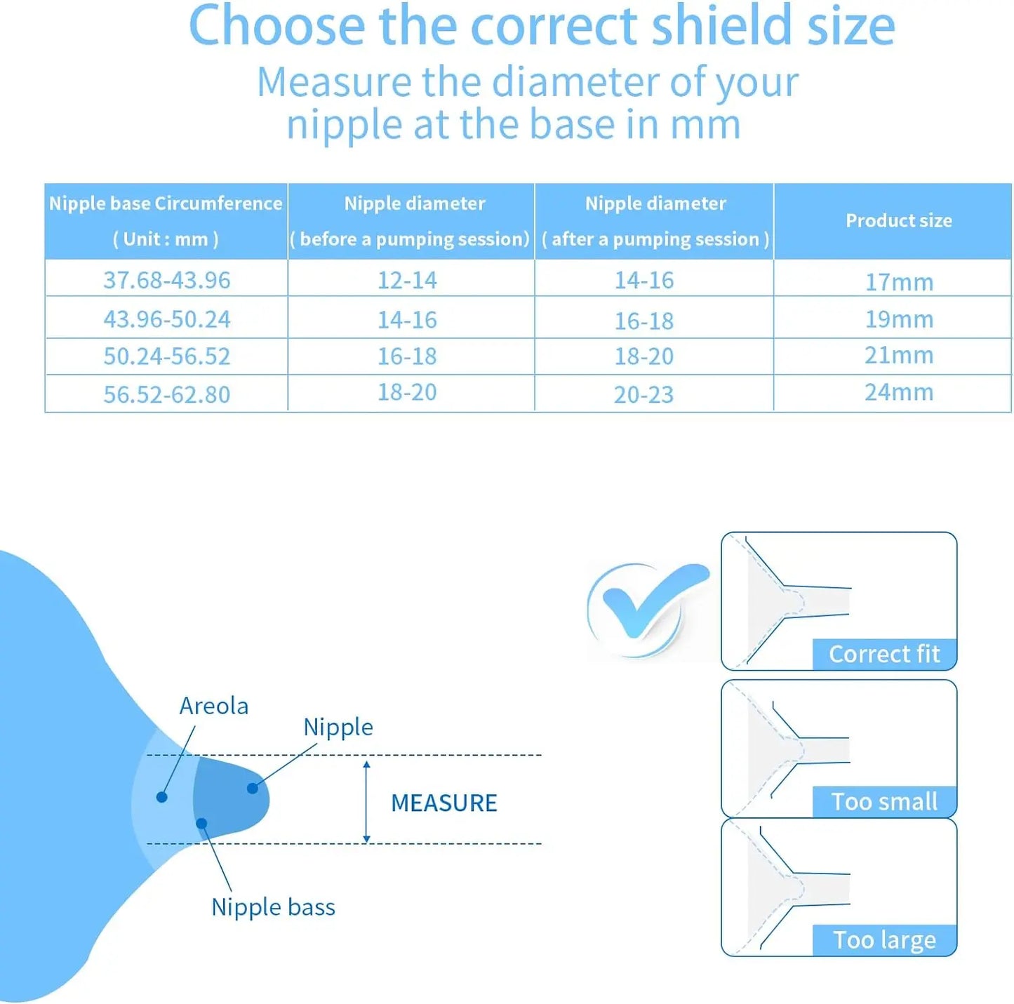 Inserts de bride pour tire-lait portable 10 pièces 13/15/17/19/21 mm, compatibles avec S9/S10/S12, etc. 24 mm, insert de bride pour tire-lait