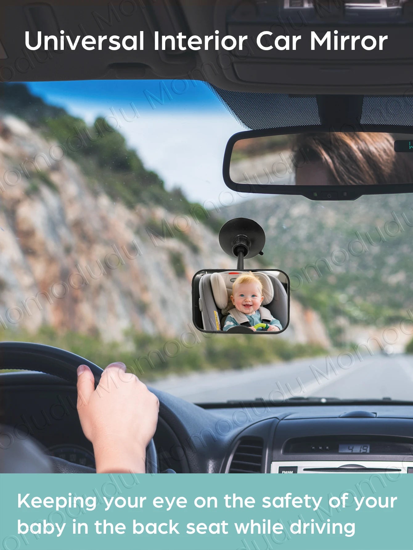 2-in-1 Black Adjustable Car Seat Mirror 360° Rotatable Shatterproof Suction Cups Easy Install for Rear-Facing Kids Monitoring