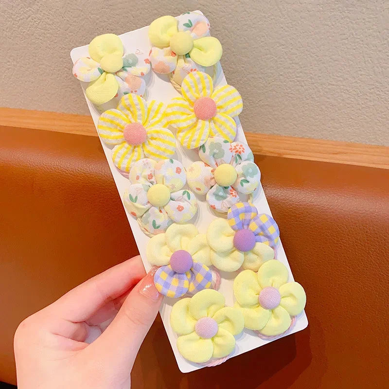 10Pcs/Set New Baby Girl Cute Colors Flower Hair Bands Ponytail Holder Chilren Soft Scrunchies Rubber Kid Hair Accessories