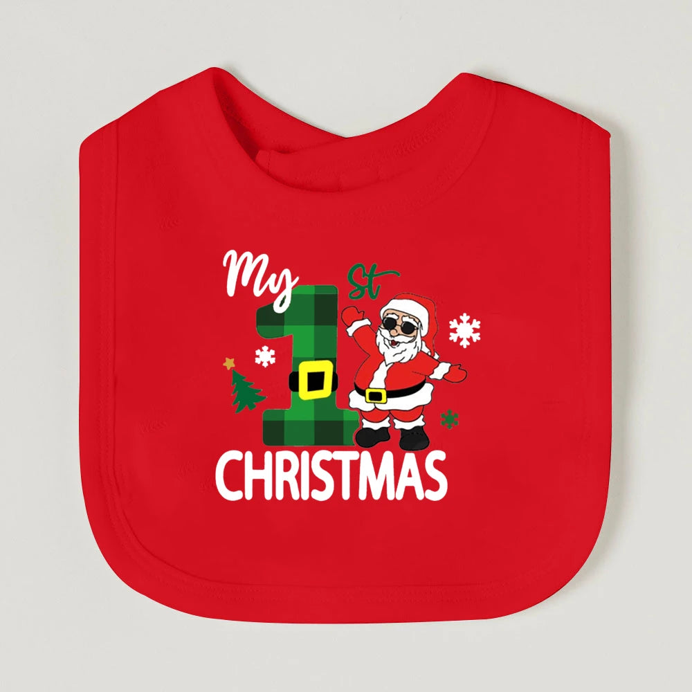 It's My First Christmas Baby Bib Christmas Vibes Bibs Newborn Red Cotton Saliva Towel Xmas Party Bib Holiday Infant Shower Gift
