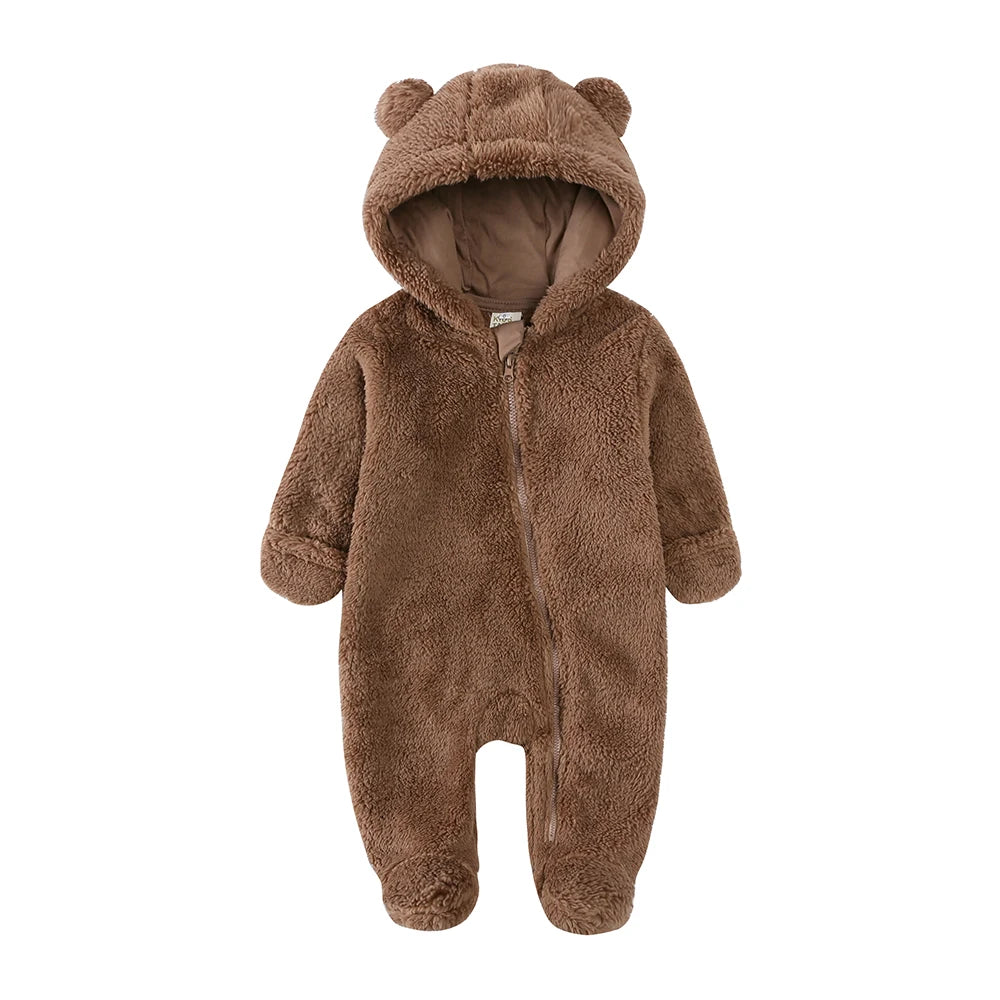 Barboteuse d'hiver épaisse en coton pour bébé, combinaison chaude à manches longues pour fille de 0 à 24 mois, pyjama à capuche en polaire pour nouveau-né garçon, 2025