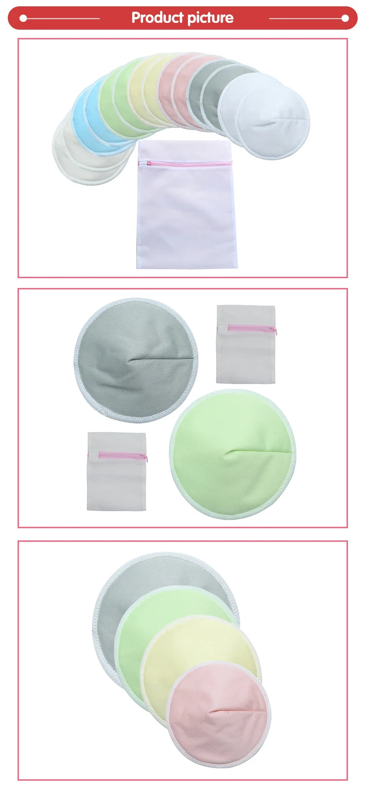 Lot de 8 coussinets d'allaitement bio lavables et réutilisables