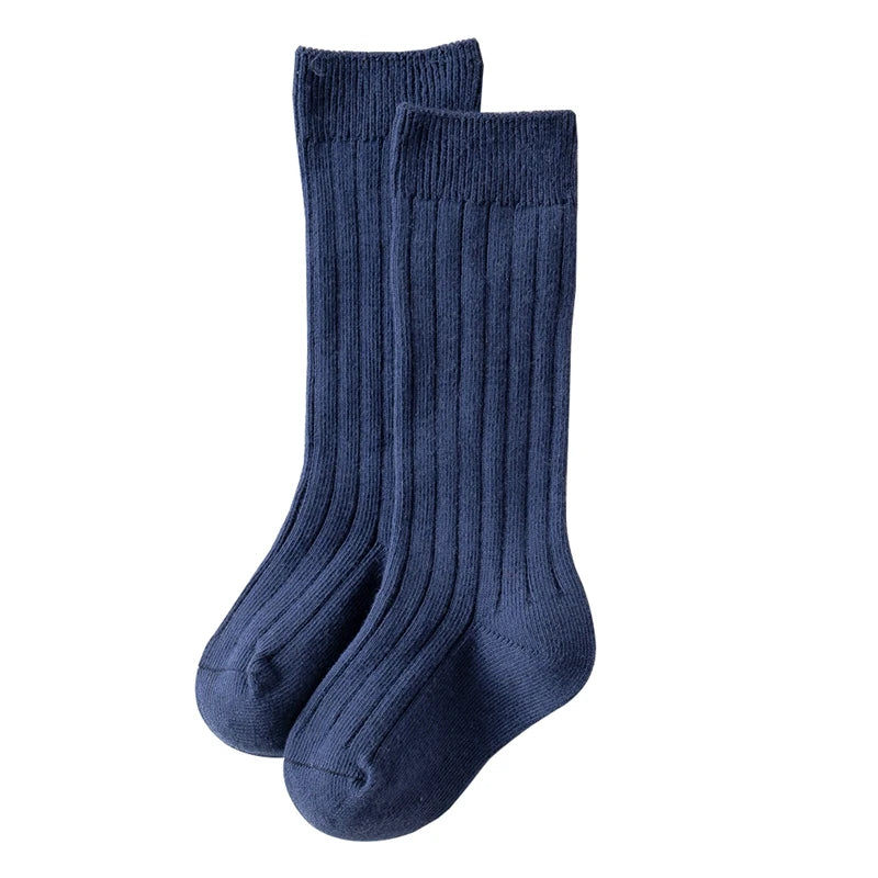 Chaussettes tendance en coton pour nouveau-né, couleur bonbon unie, longues, pour enfants, filles et garçons