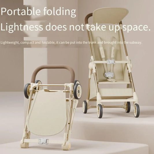 Compact Stroller Foldable Light Stroller Toddler Stroller - Aircraft Stroller - with Double Safety Lock Strap - with Awning