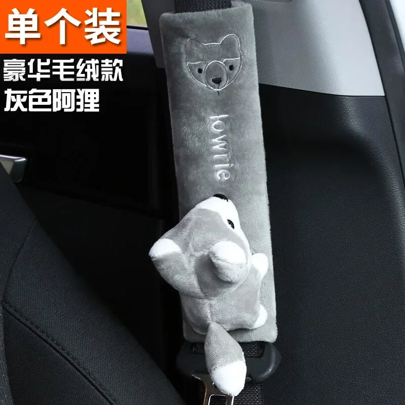 Cartoon Car Seat Belt Cover Universal Auto Seat Belt Shoulder Pad Cushion Protector Safety Protection Warm Flannel Interior Seat