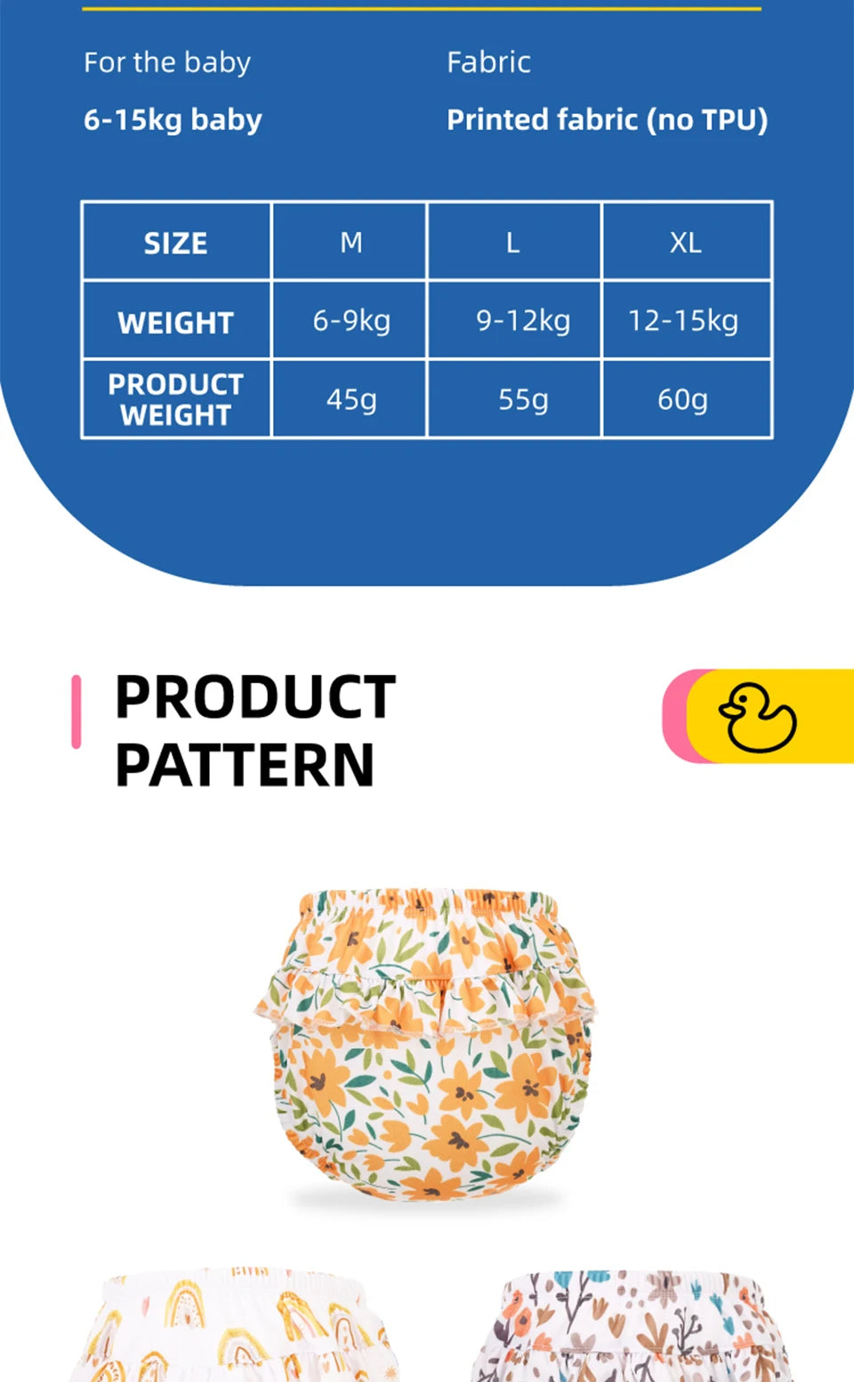 Elinfant 3 Size Flower Side Comfortable Baby Swim Diapers Fashion Print Reusable Washable Swimming Diaper Pool Pants