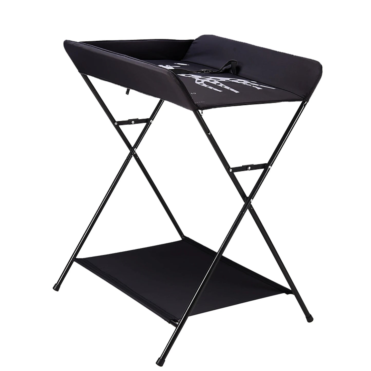 Baby Changing Table Foldable Changing Table with Storage Shelves Cushion with Height Ladder Large Changing Table 80 x 63cm