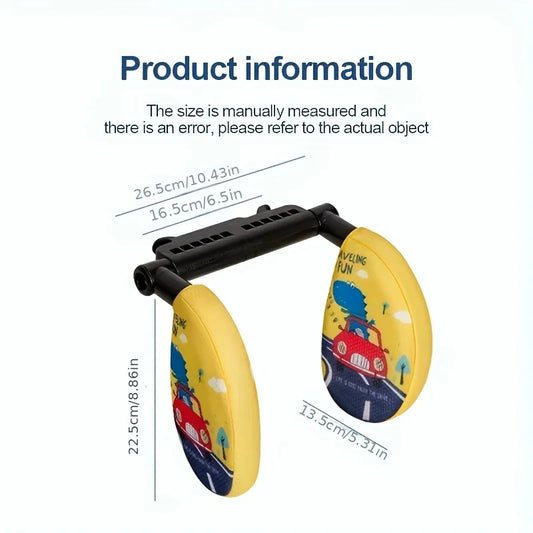 Car Headrest Pillow for Kids, Cartoon Road Pal Headrest, Adjustable Car Seat Head Neck Support, U Shaped Car Sleeping Pillow