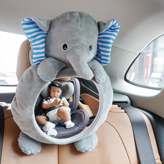 Cartoon Baby Car Rearview Mirror Baby Mirror Toys Multi-Function Baby Toy Infant Soft Mirror Tummy Time Easy to Install Infant