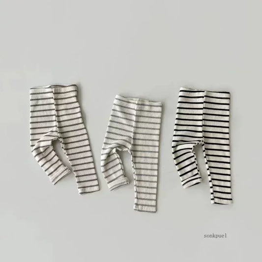 Leggings simples et solides pour bébé, pantalons skinny à rayures pour filles, pantalons slim en coton élastique pour nouveau-né, pantalons extensibles pour garçons
