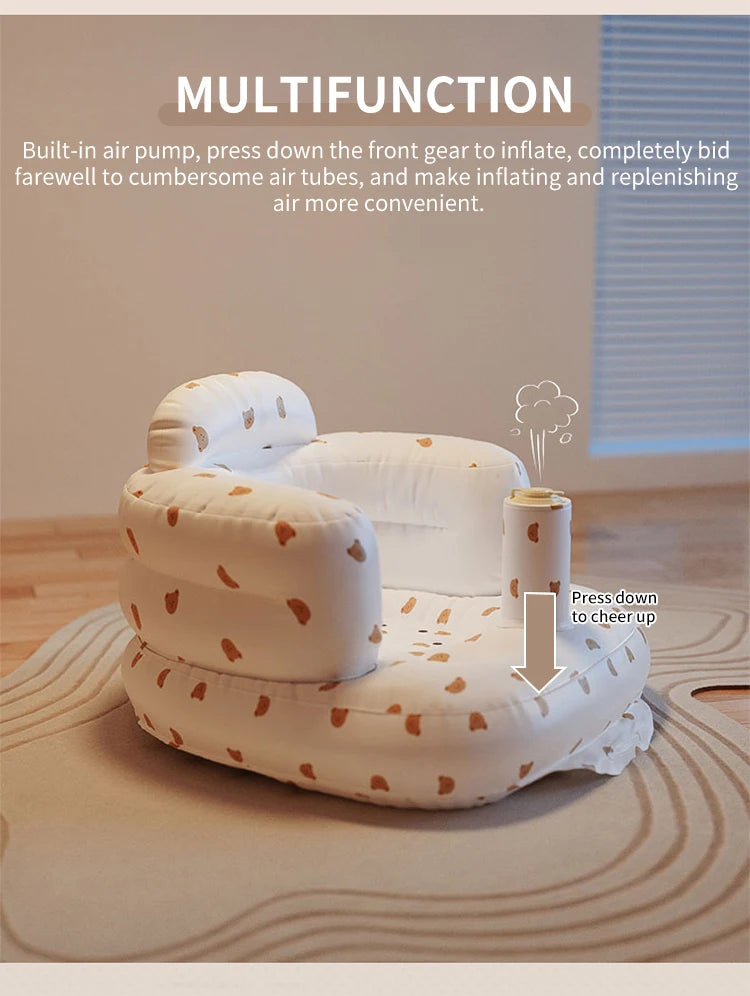 Infant Shining Baby Inflatable Sofa Children Puff Portable Bath Chairs PVC Multifunctional Seat Practice Sitting Bath Stool