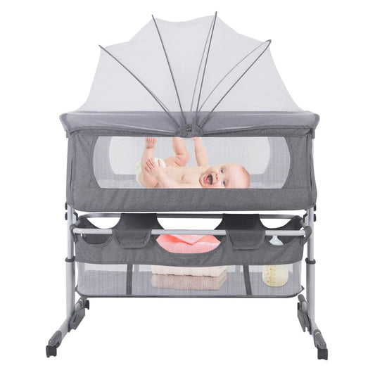 3-In-1 Baby Bed, Baby Cradle With Mosquito Net, Travel Bed With Mattress, Adjustble, With Storage Basket, Baby Mobile Nest