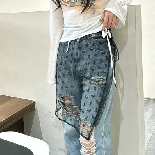 Jupe Harajuku à lacets superposés en dentelle pour femme
