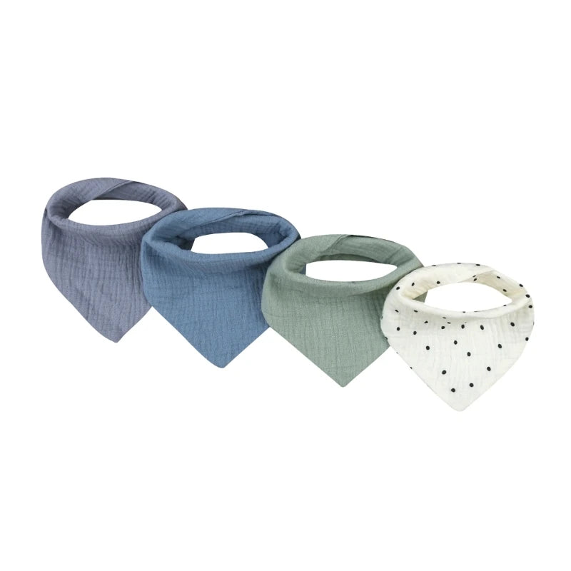 4Pcs/pack Infant Drooling Bib Print Burp Cloths for Baby Cotton Saliva Towel G99C