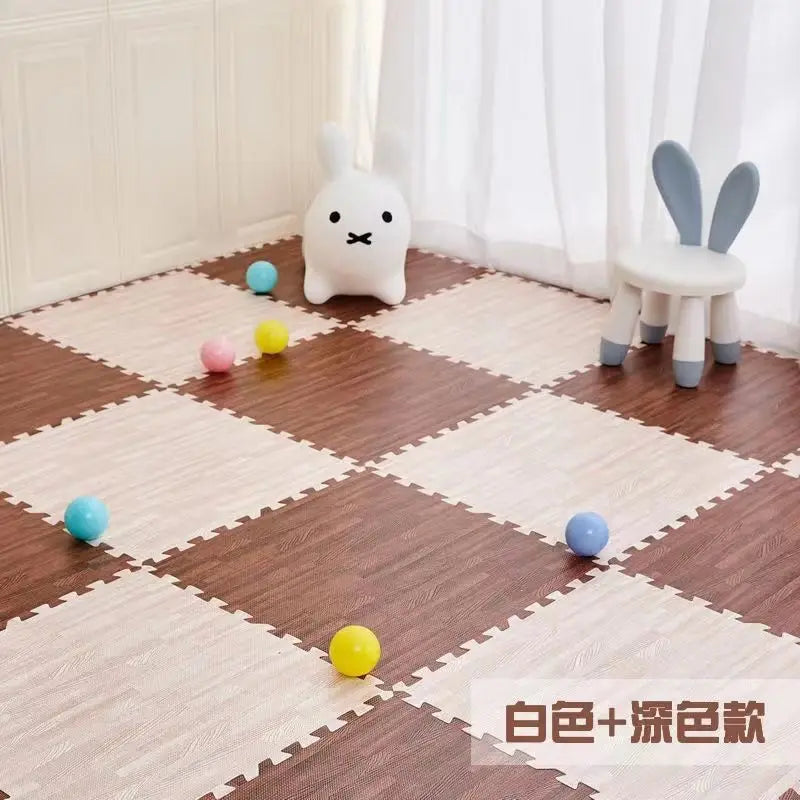 Puzzle Mat 12PCS 30x30cm Foam Play Mats Rug Baby Game Mat Baby Activity Gym Puzzle Mat Wood Grain Floor Mat Kids Carpet Play Mat
