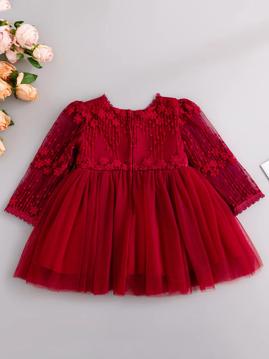 Robe de princesse vintage en dentelle florale pour petite fille, nouveau design, motif floral, pour fête, anniversaire