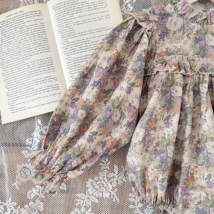 2024 New Autumn Toddler Baby Girls Romper Long Sleeved Cotton Print Infant Baby Girls Jumpsuit 0-24M Baby Girls Clothing