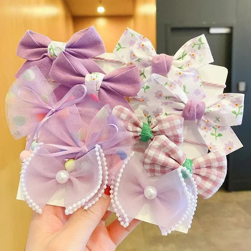 10Pcs/Set New Baby Girl Cute Colors Flower Hair Bands Ponytail Holder Chilren Soft Scrunchies Rubber Kid Hair Accessories