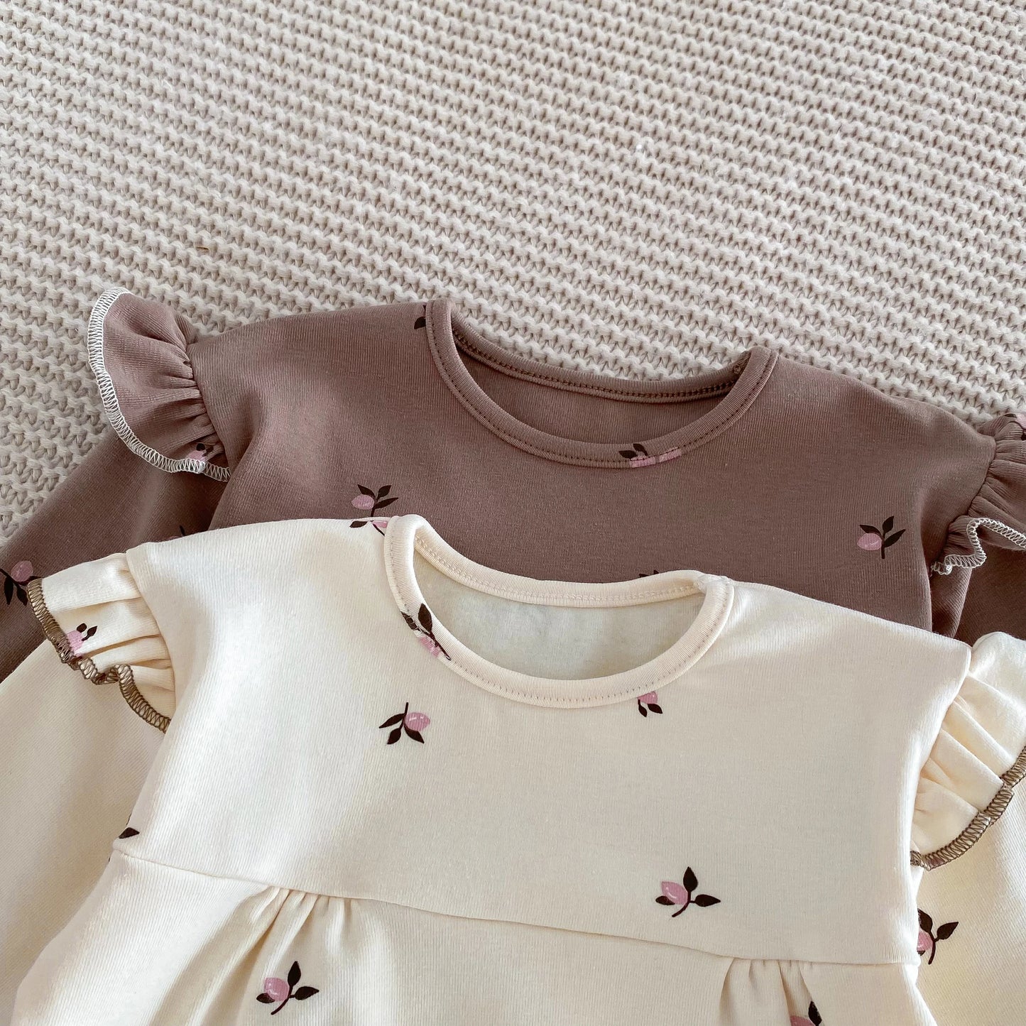 IG Fashion Vêtements pour nouveau-nés Pyjama pour bébé Garçon Fille Imprimé Cerise Manches Longues Chemise + Pantalon Vêtements de Nuit Ensemble Deux Pièces 0-2 ans
