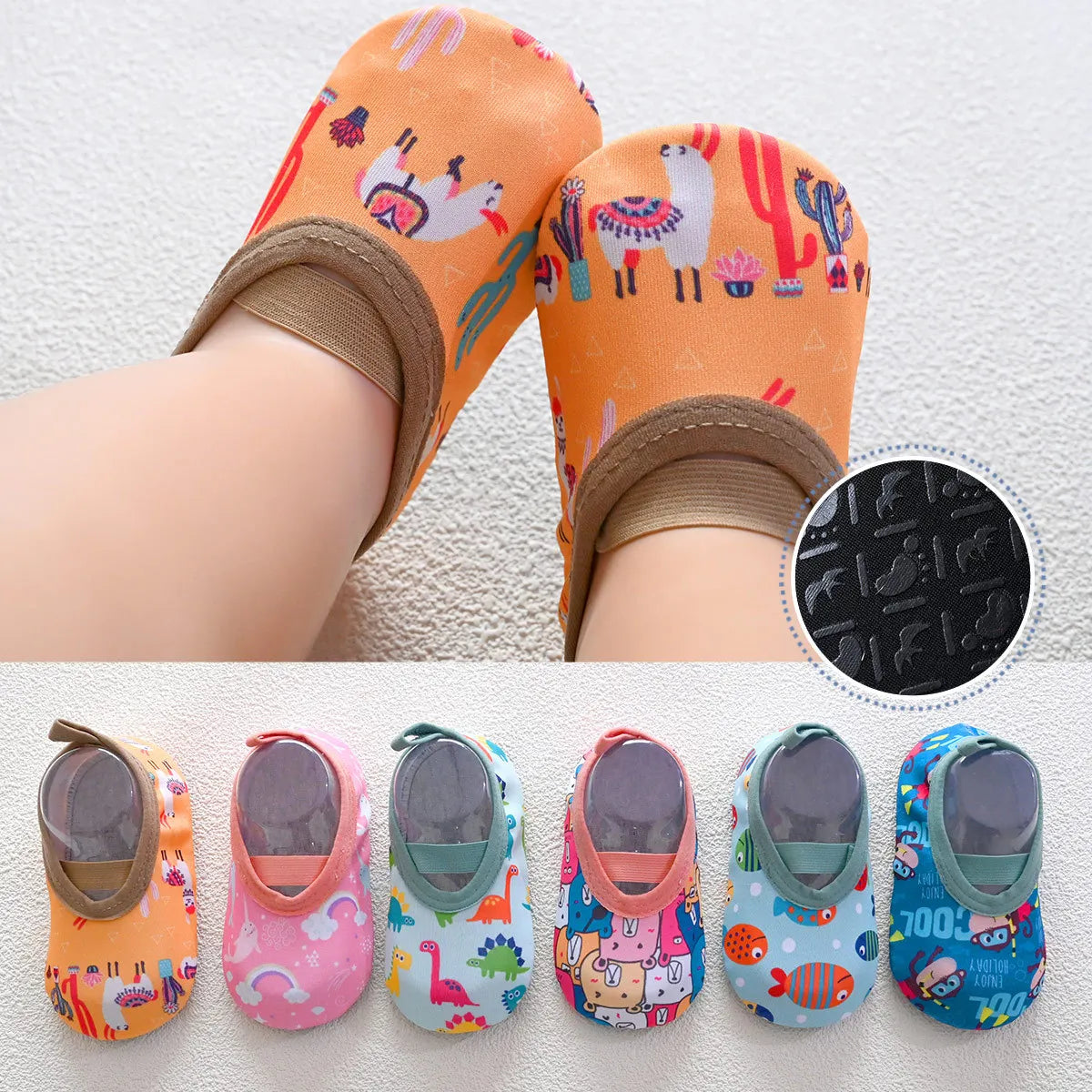 Chaussures d'eau pour bébé, motif animal de dessin animé coloré, pour piscine, plage, enfants, natation, surf, sport, baskets, chaussettes antidérapantes pour intérieur et extérieur