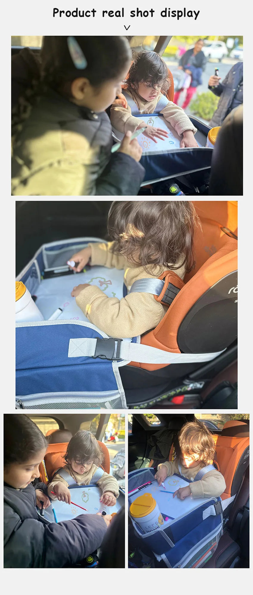 New Baby Kids Car Seat Travel Portable Drawing Board Waterproof Safety Seat Play Snack Draw Table Organizer Storeage Table