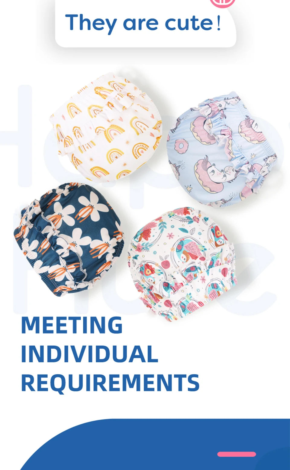 Elinfant 3 Size Flower Side Comfortable Baby Swim Diapers Fashion Print Reusable Washable Swimming Diaper Pool Pants