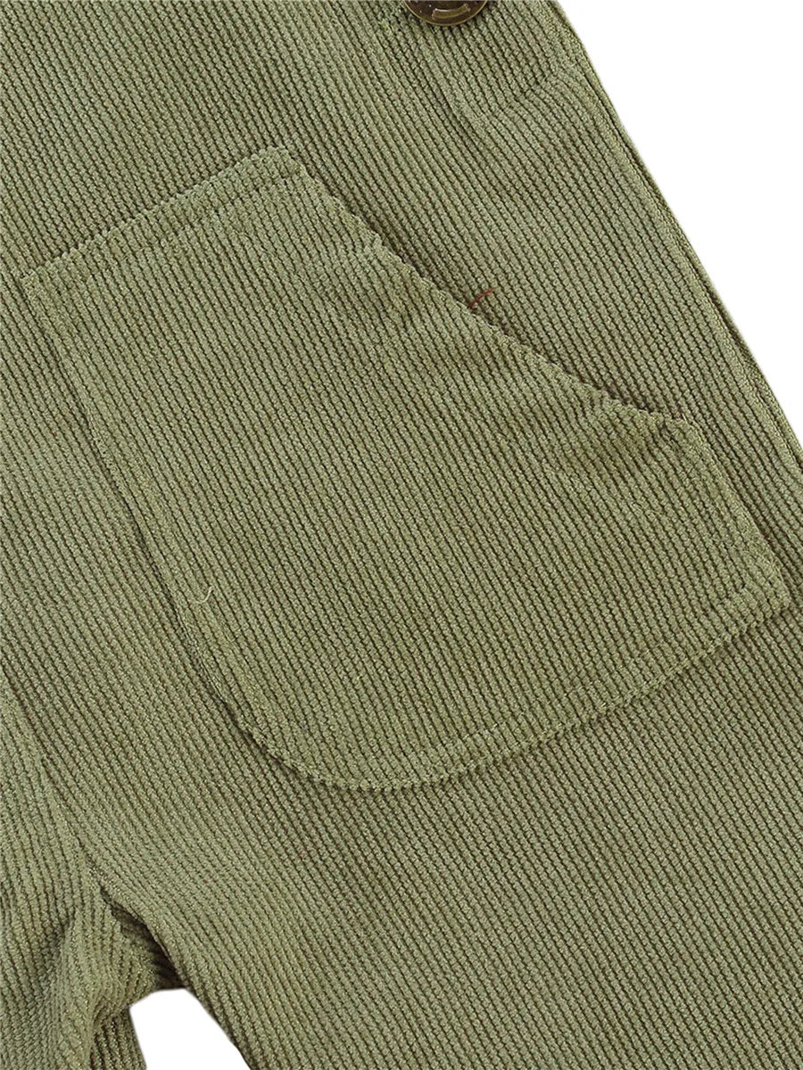 Combinaison pantalon à bretelles unisexe pour bébé de 0 à 24 mois avec boutons, couleur unie, pour tout-petits garçons et filles