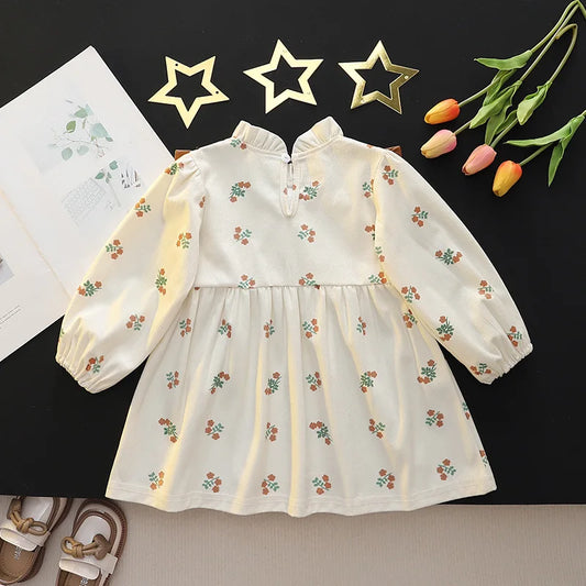 Robes pour filles, vêtements de printemps et d'automne pour bébés, robes imprimées à manches longues pour filles, vêtements tendance pour enfants