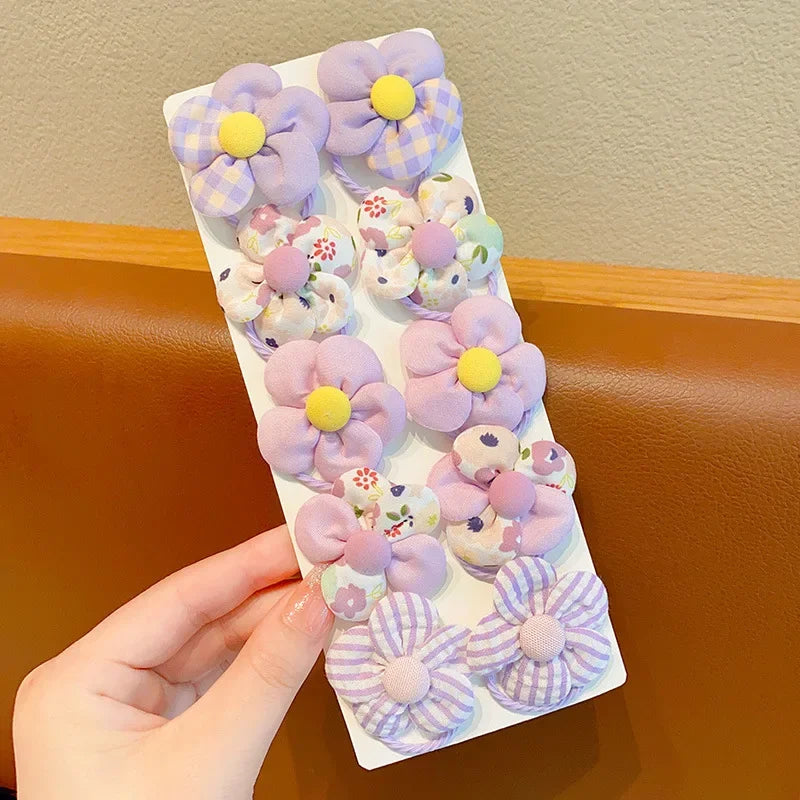 10Pcs/Set New Baby Girl Cute Colors Flower Hair Bands Ponytail Holder Chilren Soft Scrunchies Rubber Kid Hair Accessories