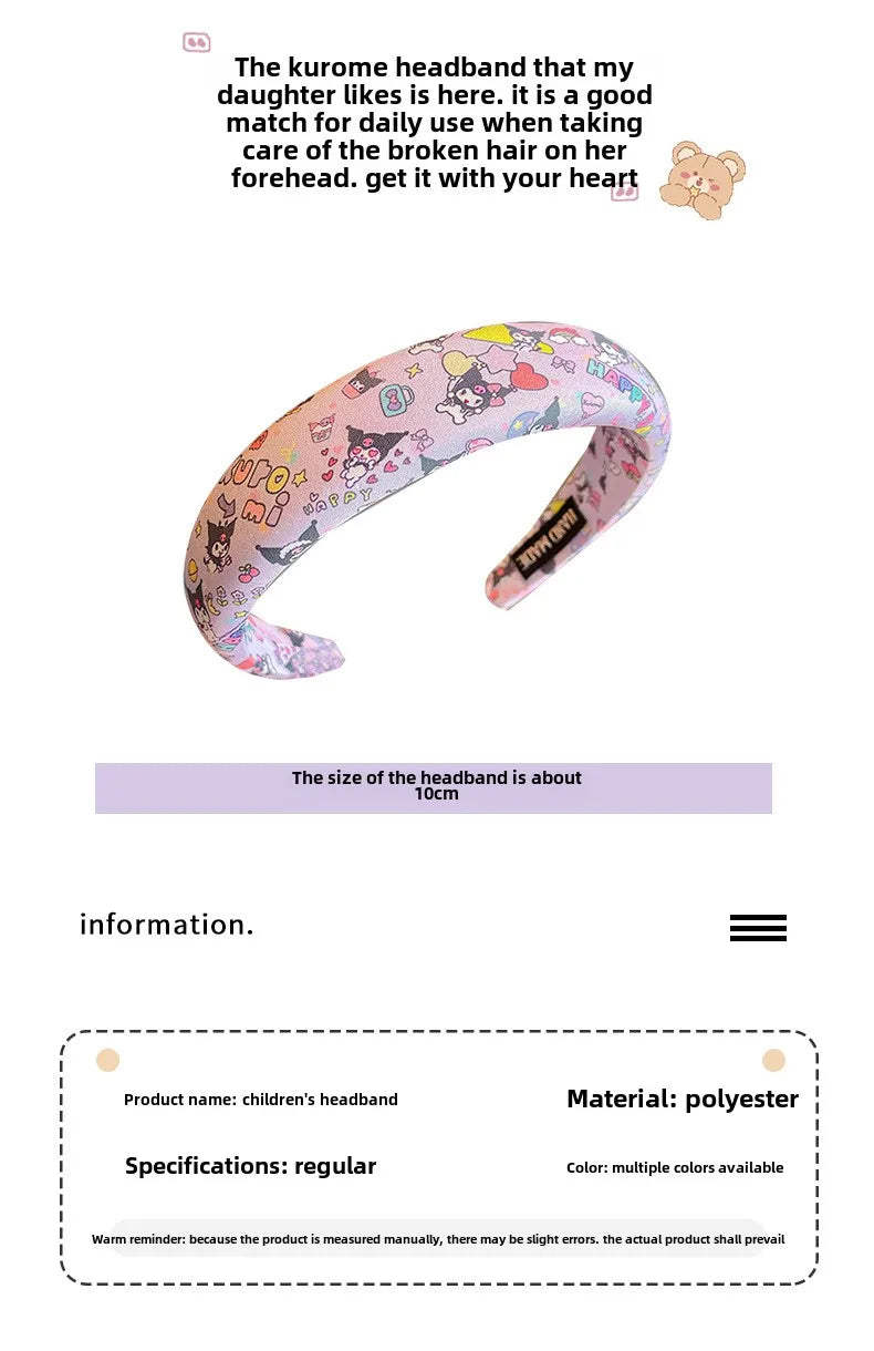 Sanliou Children's Cute Kuromi Headbands for Girls, Anti slip Headbands for Girls, bangs, Hair Breakers Artifactgift