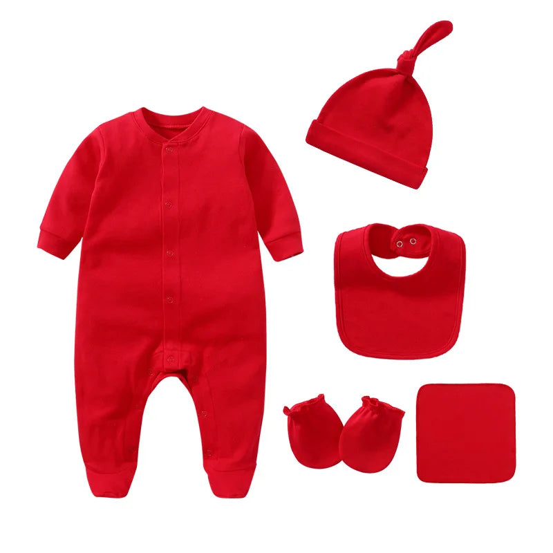 Barboteuses pour bébés garçons en coton uni, vêtements pour nouveau-nés, moufles, chapeaux, chaussettes, tenues pour enfants, tout-petits, personnalisées