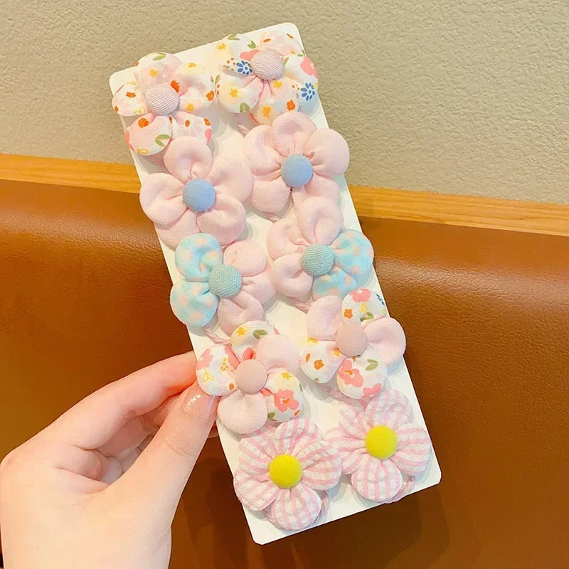 10Pcs/Set New Baby Girl Cute Colors Flower Hair Bands Ponytail Holder Chilren Soft Scrunchies Rubber Kid Hair Accessories