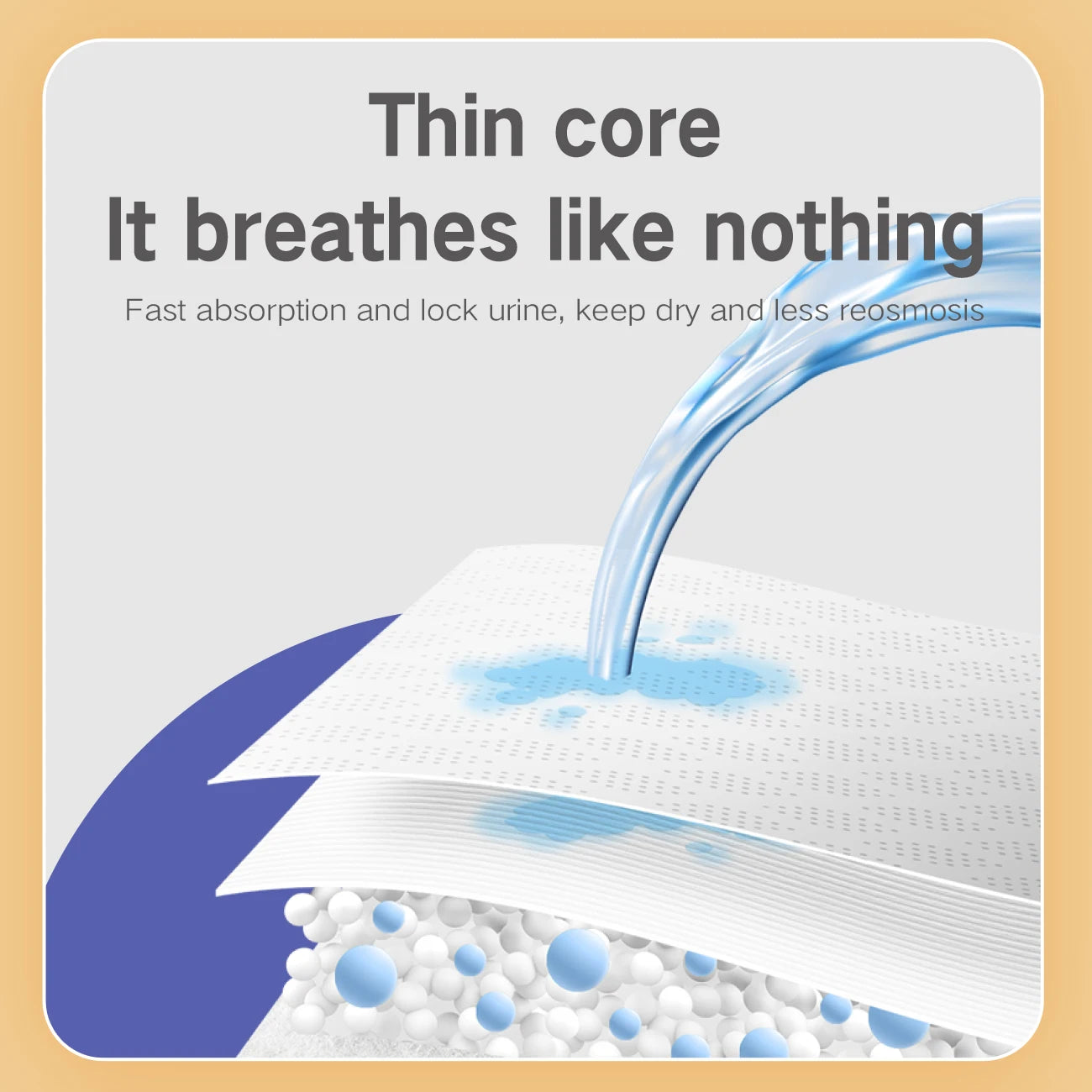 Bebeboo ultra-thin baby diapers use crystal clear water locking molecular structure to achieve instant suction and dryness