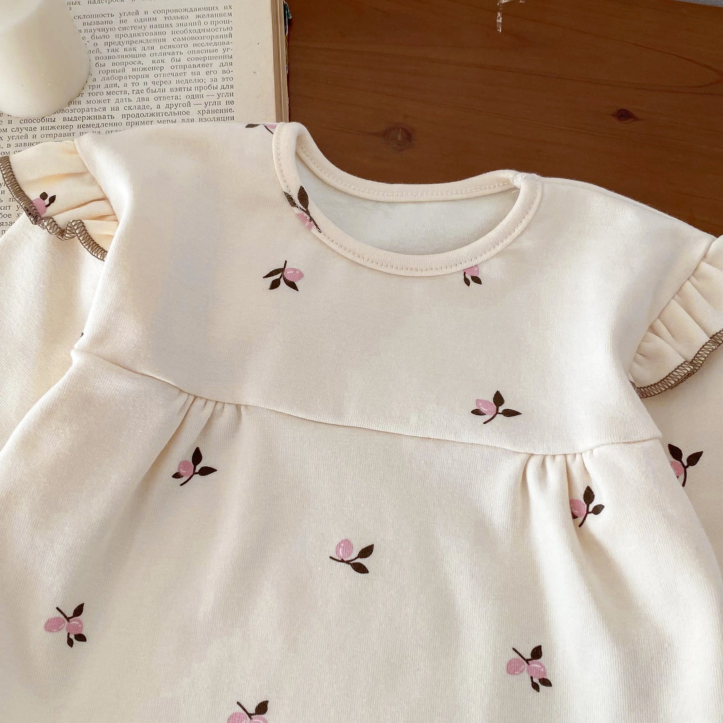 IG Fashion Vêtements pour nouveau-nés Pyjama pour bébé Garçon Fille Imprimé Cerise Manches Longues Chemise + Pantalon Vêtements de Nuit Ensemble Deux Pièces 0-2 ans