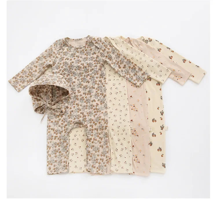 0-24M Nouveau-né Enfant bébé Garçons Filles Vêtements Printemps Imprimé Barboteuse Mignon Doux Coton Combinaison Manches Longues Coton Automne Bébé Tenue
