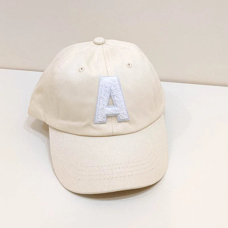 A-Letter Kids Baseball Caps Solid Color Children 2-5Year Boys Girls Baby Duck Tongue Cap Cotton Outdoor Sports Sunscreen Visors