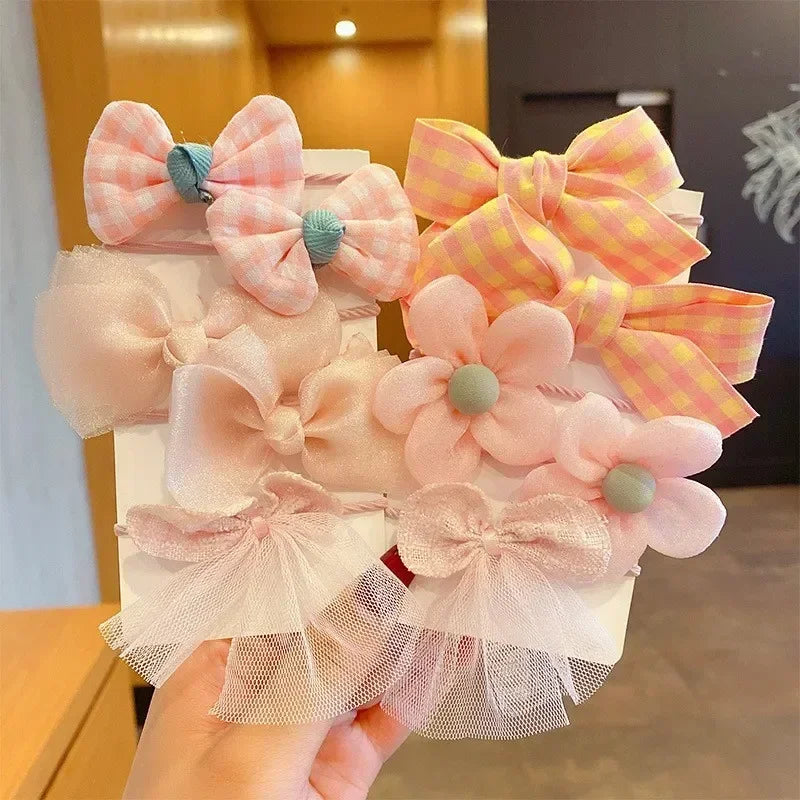 10Pcs/Set New Baby Girl Cute Colors Flower Hair Bands Ponytail Holder Chilren Soft Scrunchies Rubber Kid Hair Accessories