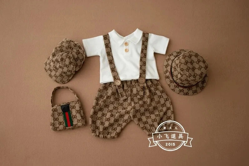 ❤️0-1Month baby boy Luxury overalls for photography props,baby Boutique clothes for newborn shoot