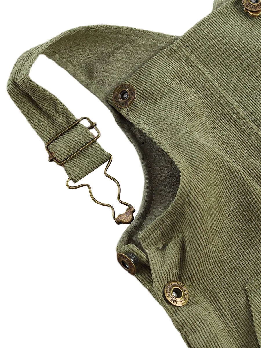 Combinaison pantalon à bretelles unisexe pour bébé de 0 à 24 mois avec boutons, couleur unie, pour tout-petits garçons et filles