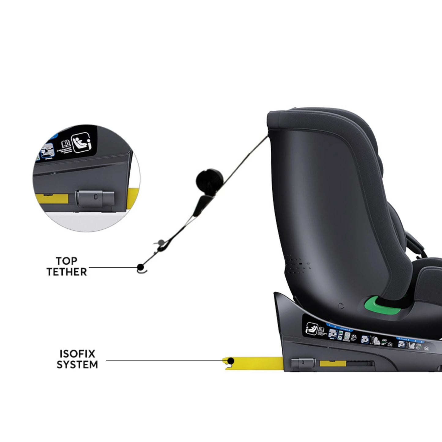Child Seat 360° Baby Car Seat Rotatable ISOFIX ,E8,R129/Group0+1/2/3,0-36 kg/0-12 Years, 5-Point Safety Belt, Child Car Seat