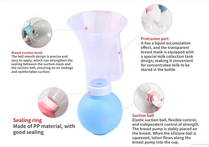 Tire-lait manuel puissant en silicone pour bébé, aspiration des tétons, biberons, tire-lait