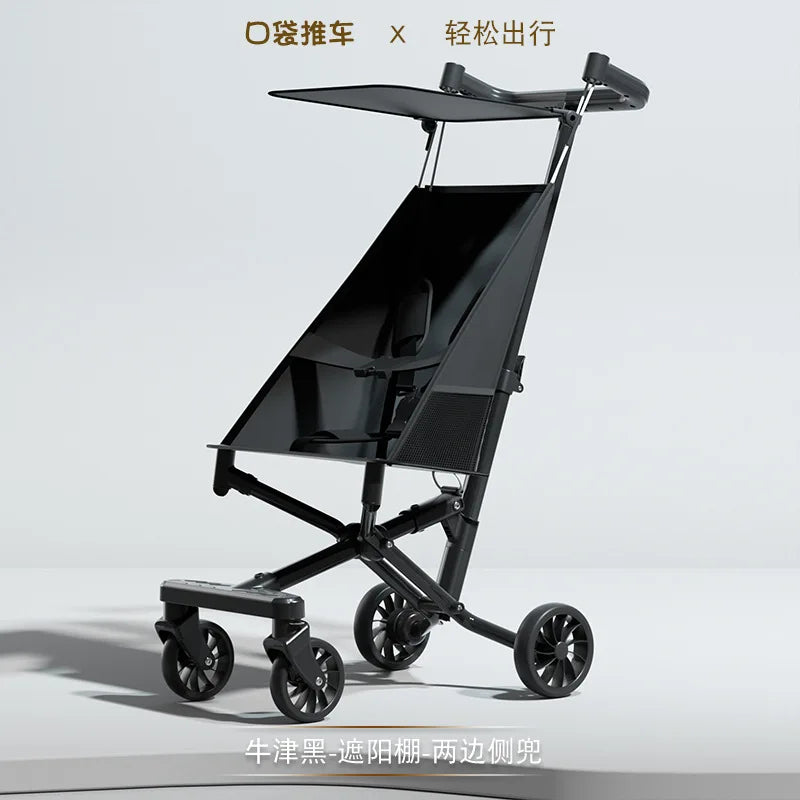 Compact Stroller Foldable Light Stroller Toddler Stroller - Aircraft Stroller - with Double Safety Lock Strap - with Awning