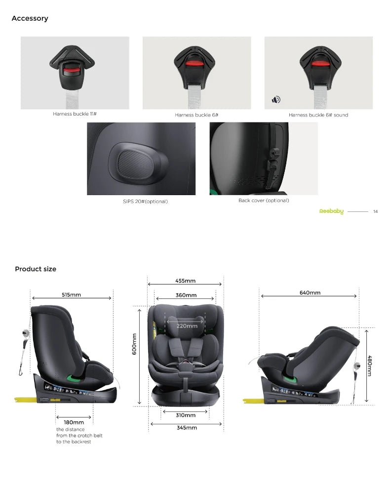 Child Seat 360° Baby Car Seat Rotatable ISOFIX ,E8,R129/Group0+1/2/3,0-36 kg/0-12 Years, 5-Point Safety Belt, Child Car Seat