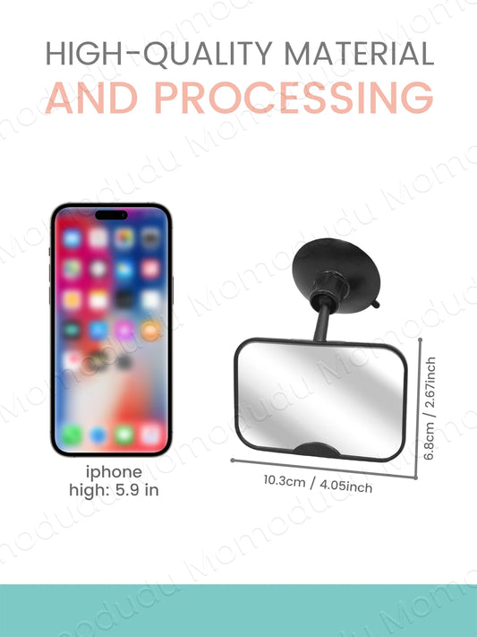 2-in-1 Black Adjustable Car Seat Mirror 360° Rotatable Shatterproof Suction Cups Easy Install for Rear-Facing Kids Monitoring