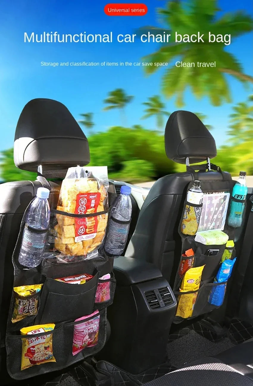 Car Backseat Organizer with Touch Screen Tablet Holder Auto Back Seat Storage Cover Protector for Travel Road Trip Kids Toddlers