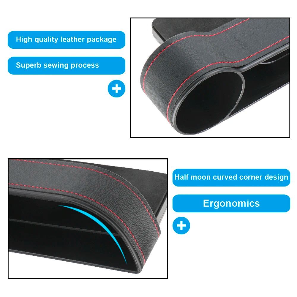 Car Organizer Seat Gap Slit Box With Charging Hole Leather Car Seat Gap Storage Box