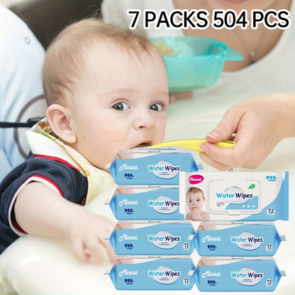 504pcs Baby Wet Wipes Pure Water Unscented & Hypoallergenic For Sensitive Skin Newborn Can Use Biodegradable Plant Fibers Cleaning Wet Wipes Baby Wipes Water Wipes 7 Packs Christmas Gifts For Newborn Family Mom