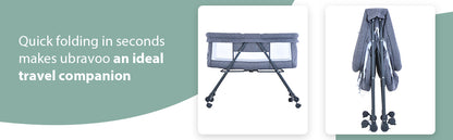 UBRAVOO Baby Grab-and-go Travel Cot  with Mattress & Silent Wheels,  Rocking Crib Convertible, XYT-001